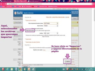 Aquí,
seleccionados
los archivos
que queremos
importar


                Se hace click en “Importar”
                y aparece directamente en la
                página
 