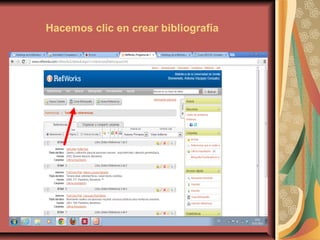 Hacemos clic en crear bibliografía

 