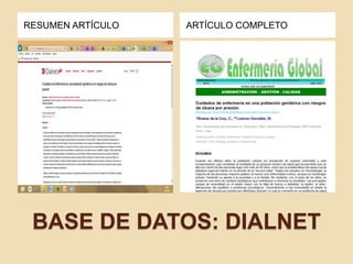 BASE DE DATOS: DIALNET
RESUMEN ARTÍCULO ARTÍCULO COMPLETO
 