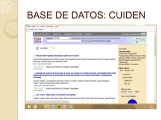 BASE DE DATOS: CUIDEN
 