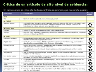 En este caso solo se critica el estudio encontrado en pubmed, que es un meta-análisis.
 