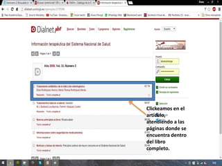 Clickeamos en el
artículo,
atendiendo a las
páginas donde se
encuentra dentro
del libro
completo.
 