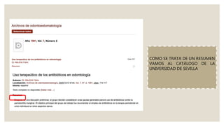 COMO SE TRATA DE UN RESUMEN
VAMOS AL CATÁLOGO DE LA
UNIVERSIDAD DE SEVILLA
 