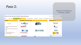 Paso 2:
Desde allí nos dirigimos a
“Artículos, revistas”
 