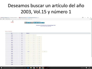 Deseamos buscar un artículo del año
2003, Vol.15 y número 1
 