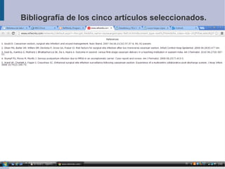 Bibliografía de los cinco artículos seleccionados.
 