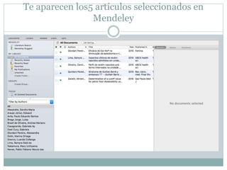 Te aparecen los5 artículos seleccionados en
Mendeley
 