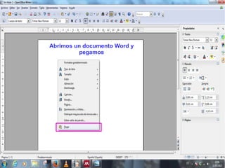 Abrimos un documento Word y
pegamos
 