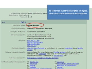 Ya tenemos nuestro descriptor en inglés,
ahora buscamos los demás descriptores.
 