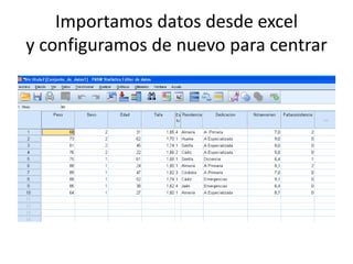 Importamos datos desde excel
y configuramos de nuevo para centrar
 