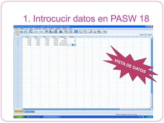 1. Introcucir datos en PASW 18
 