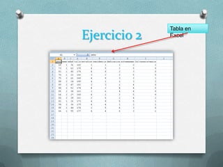 Tabla en
Ejercicio 2   Excel
 