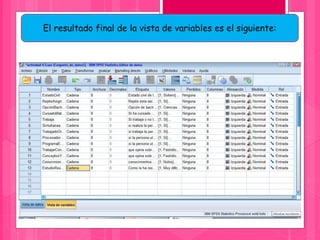 El resultado final de la vista de variables es el siguiente:
 
