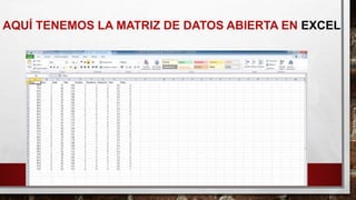 AQUÍ TENEMOS LA MATRIZ DE DATOS ABIERTA EN EXCEL
 