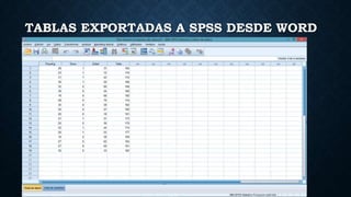 TABLAS EXPORTADAS A SPSS DESDE WORD
 