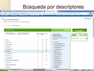 Búsqueda por descriptores
 Procederemos a continuación a realizar la misma búsqueda por descriptores
CINAHL.
 