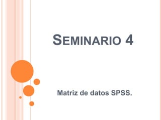 SEMINARIO 4
Matriz de datos SPSS.
 