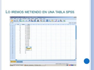 LO IREMOS METIENDO EN UNA TABLA SPSS
 