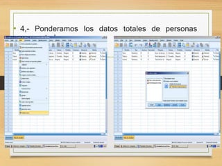 • 4,- Ponderamos los datos totales de personas 
encuestadas: 
 