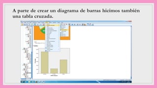 A parte de crear un diagrama de barras hicimos también
una tabla cruzada.
 