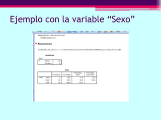 Ejemplo con la variable “Sexo”
 