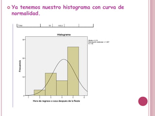  Ya tenemos nuestro histograma con curva de
normalidad.
 
