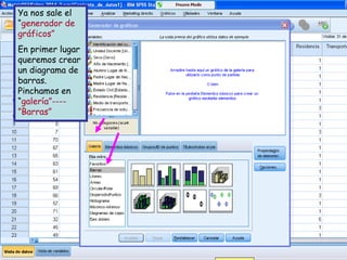 Ya nos sale el
“generador de
gráficos”
En primer lugar
queremos crear
un diagrama de
barras.
Pinchamos en
“galería”----
”Barras”
 