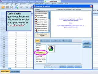 Como ahora
queremos hacer un
diagrama de sector
pues pinchamos en
“circular/polar”
 