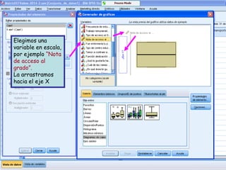 Elegimos una
variable en escala,
por ejemplo “Nota
de acceso al
grado”.
La arrastramos
hacia el eje X
 