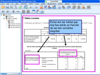 Estas son las tablas que
nos han salido en función
de las dos variables
elegidas
 
