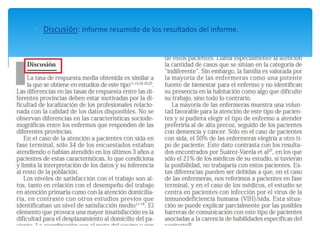 Discusión: Informe resumido de los resultados del informe.
 