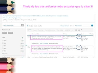 Título de los dos artículos más actuales que lo citan II
 