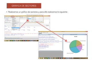 GRÁFICA DE SECTORES
• Realizamos un gráﬁco de sectores y para ello realizamos lo siguiente:
 