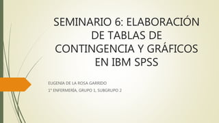 SEMINARIO 6: ELABORACIÓN
DE TABLAS DE
CONTINGENCIA Y GRÁFICOS
EN IBM SPSS
EUGENIA DE LA ROSA GARRIDO
1° ENFERMERÍA, GRUPO 1, SUBGRUPO 2
 