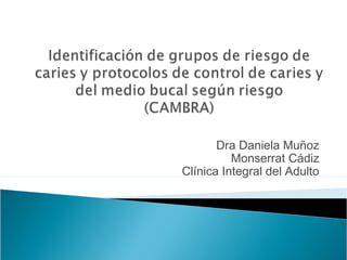 Dra Daniela Muñoz
Monserrat Cádiz
Clínica Integral del Adulto
 