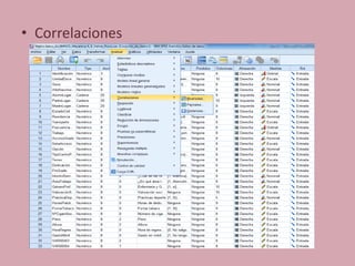 • Correlaciones
