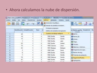 • Ahora calculamos la nube de dispersión.
 