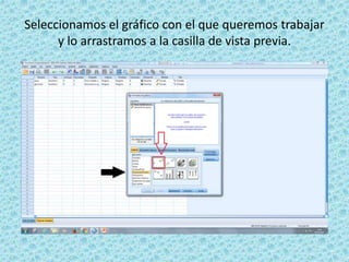 Seleccionamos el gráfico con el que queremos trabajar
y lo arrastramos a la casilla de vista previa.
 