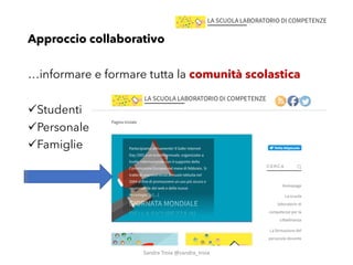 Approccio collaborativo
…informare e formare tutta la comunità scolastica
!Studenti
!Personale
!Famiglie
Sandra&Troia @sandra_troia
 