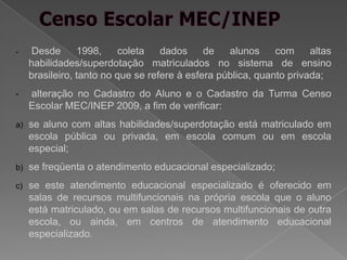 Alunos Incluídos em Classes Comuns do Ensino Regularcom ALTAS HABILIDADES/SUPERDOTAÇÃO - Rede Estadual 2009