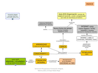 INDICE




Seminario Perspectivas Formación Integral,
    febrero 2013, Enrique Rubio Royo
 