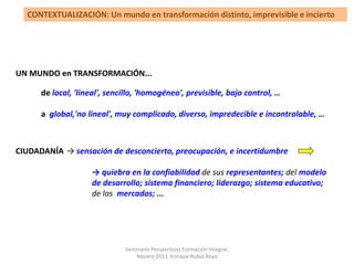 CONTEXTUALIZACIÓN: Un mundo en transformación distinto, imprevisible e incierto




UN MUNDO en TRANSFORMACIÓN...

      d...