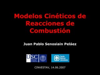 Modelos Cinéticos de
Reacciones de
Combustión
Juan Pablo Senosiain Peláez
CINVESTAV, 14.06.2007
 