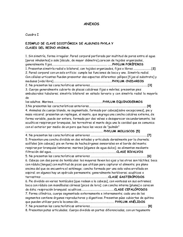 claves taxonomicas zoologicas