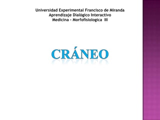 Universidad Experimental Francisco de Miranda
Aprendizaje Dialógico Interactivo
Medicina – Morfofisiologica III
 