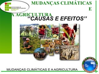 MUDANÇAS CLIMÁTICAS
E
A AGRICULTURA
‘‘CAUSAS E EFEITOS’’
 