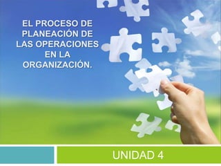 EL PROCESO DE
 PLANEACIÓN DE
LAS OPERACIONES
      EN LA
 ORGANIZACIÓN.




                  UNIDAD 4
 