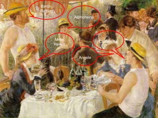 Mme. 
Renoir 
Barón 
Barbier 
Caillebotte 
Alphonsine 
Angele 
 
