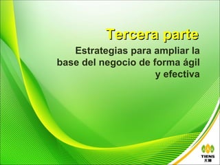 Tercera parte
   Estrategias para ampliar la
base del negocio de forma ágil
                     y efectiva
 