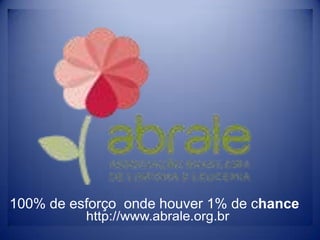 http://www.abrale.org.br
100% de esforço onde houver 1% de chance
 